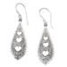 Three Lovers,'Sterling Silver Dangle Earrings with Heart Motif'