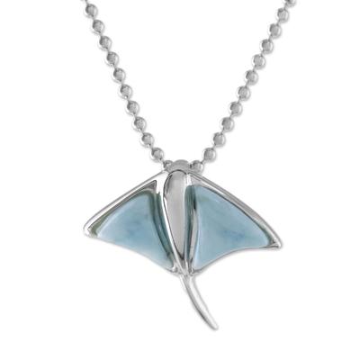 Stingray,'Larimar and Sterling Silver Stingray Pendant Necklace'