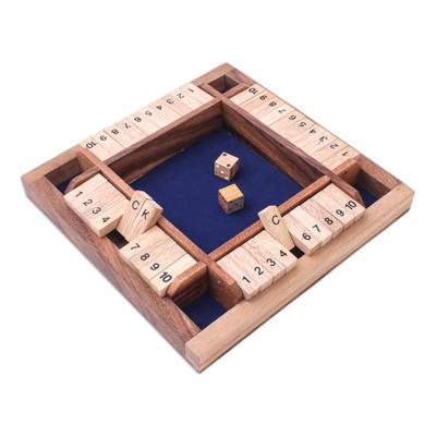 Shut The Box,'Handcrafted Rain Tree Wood Shut the Box Game from Thailand'