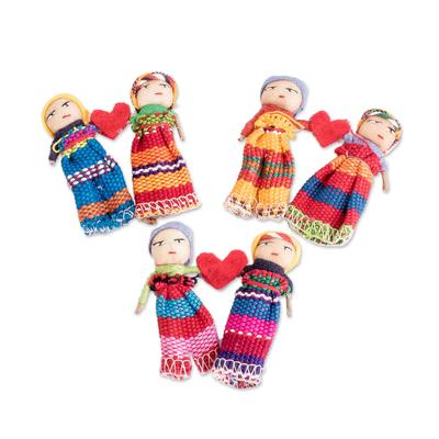 Love and Hope,'Two Guatemalan Worry Dolls with 100% Cotton Pouch'