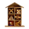 Household Challenge,'Six Rain Tree Wood Puzzles with Box from Thailand'