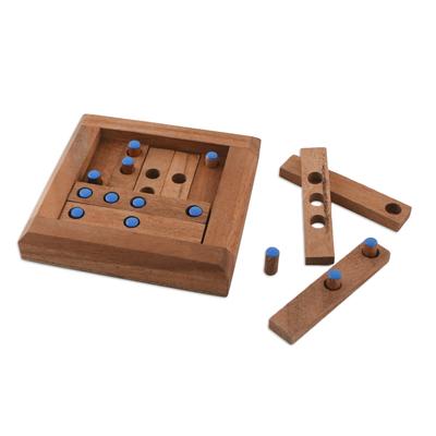 Blue Dots,'Blue Dot Raintree Wood Puzzle from Thailand'