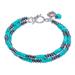 Spaced Energies,'Hematite and Recon Turquoise Beaded Bracelet with Charms'