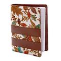 'Brown Faux Leather and Cotton Leaf Print Fifty-Page Planner'