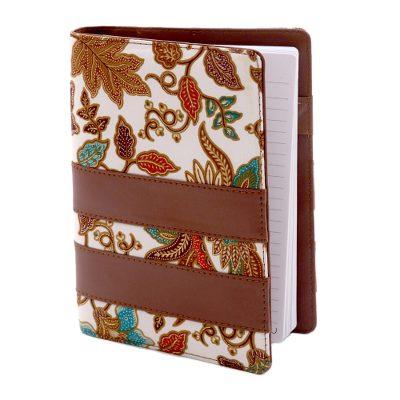 'Brown Faux Leather and Cotton Leaf Print Fifty-Pa...