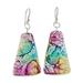 Color Explosion,'Yellow Turquoise and Purple Recycled CD Dangle Earrings'