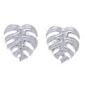 Tropical Leaf,'Handcrafted Thai Sterling Silver Leaf Stud Earrings'