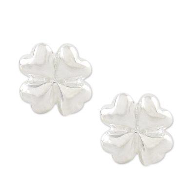 Fresh Clover,'Sterling Silver Clover Stud Earrings from Thailand'