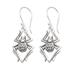 Itsy Bitsy,'Sterling Silver Dangle Earrings with Spider Motif'