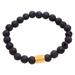 Batur Pebbles,'Men's Gold Accent Lava Stone Beaded Stretch Bracelet'