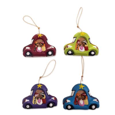 Traveling Nativity,'Car Theme Nativity Ornaments (Set of 4)'