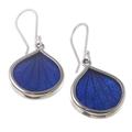 Blue Leaf Drops,'Andean Handmade Sterling Silver Blue Leaf Earrings'