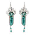 Little Inchworms,'Green Glass Beaded Dangle Earrings from Mexico'