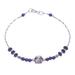 Blue Hexagon,'Lapis Lazuli and Silver Beaded Bracelet with Hexagon Pendant'