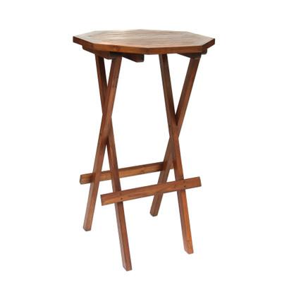 Tropical Octagon,'Handmade Carved Teak Wood Folding Accent Table Made in Bali'