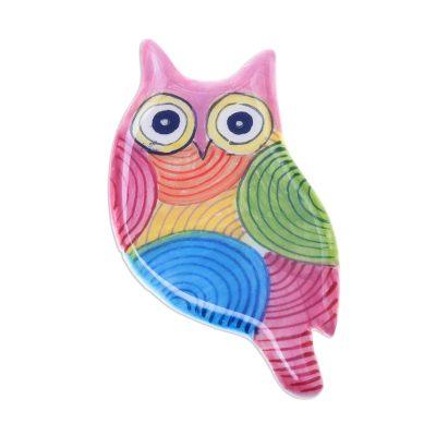 Rainbow Owl,'Colorful Ceramic Owl Brooch from Thailand'