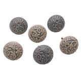 Elegant Floral,'Grey and Ivory Floral Ceramic Knobs from India (Set of 6)'