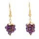 Sweet Purple Grapes,'Amethyst Bead Cluster Earrings on 14K Gold Plating'