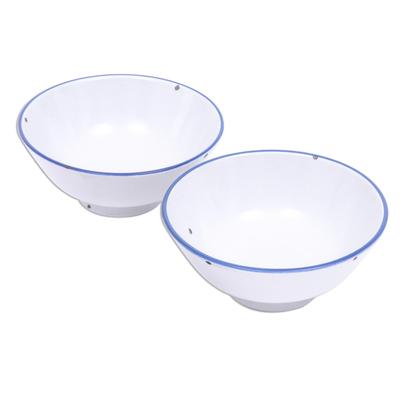 Rustic Charm,'Enamelware-Look Ceramic Bowls from Thailand (Pair)'