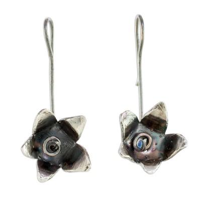 Floral Happiness,'Sterling Silver Drop Earrings from Costa Rica'