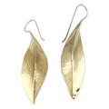 Antique Leaves,'Leaf-Shaped Modern Drop Earrings in Brass from Bali'