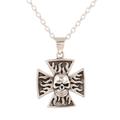 Fiery Skull Cross,'Sterling Silver Skull Cross Pendant Necklace from India'