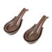 Earthen Style,'Rustic Chestnut Brown Ceramic Spoons with Rests (Pair)'