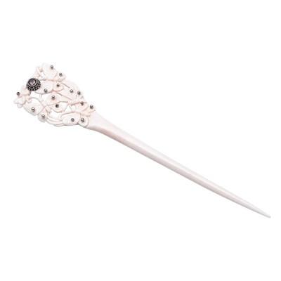 Butterfly Love,'Bone and Garnet Butterfly Hair Pin from Bali'