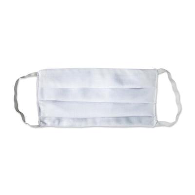 Long Life,'Pleated White Cotton 2-Layer Elastic Loop Face Mask'