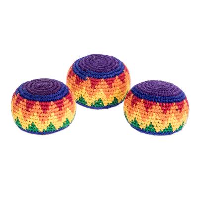 Maya Colors,'Multicolored Cotton Hacky Sacks (Set of 3)'