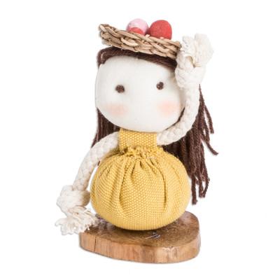 Yellow Enchantment,'Handmade Cotton and Natural Fiber Decorative Doll in Yellow'