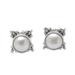 'Sterling Silver Stud Earrings with Silver-White Pearls'