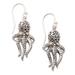 Octopus Girl,'Gold-Accented Dangle Earrings with Octopus Motif'