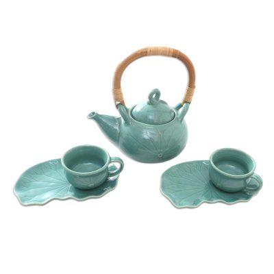 Warm Tea in Teal,'Handmade Ceramic and Bamboo Tea ...