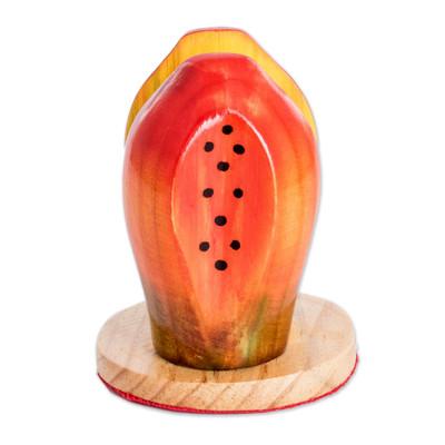 Luscious Papaya,'Carved Wood Papaya Napkin Holder'