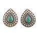 'Pear-Shaped Green Onyx Drop Earrings Crafted in India'