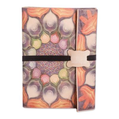 Fantasy Memories,'Paper Journal with Flower-Inspired Leather Cover'