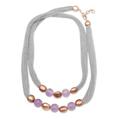 'Handmade Rose Gold-Accented Amethyst Beaded Necklace'