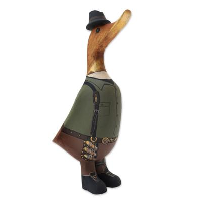 'Bamboo Root and Teak Hand-Painted Duck with Steampunk Style'