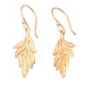 'Leafy 18k Gold-Plated Brass Dangle Earrings from Bali'