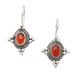 Heavenly Courage,'Star-Themed Oval Carnelian Drop Earrings from Bali'