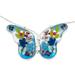 Blue Mexican Butterfly,'Sterling Silver and Dried Flower Blue Butterfly Necklace'