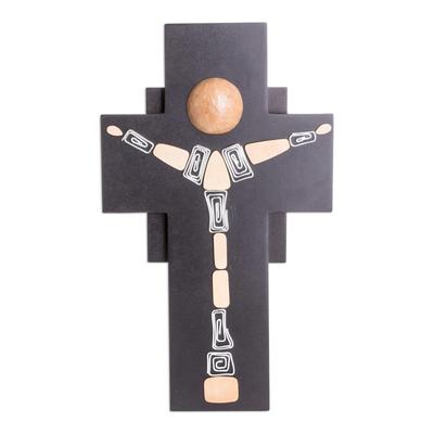 His Eternal Love,'Gourd Accent Modern Wood Crucifix from El Salvador'