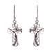 Fancy Cross,'Cross Motif with Filigree Sterling Silver Dangle Earrings'