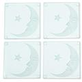 Nightcap,'Glass Coasters with Moon and Star Motif (Set of 4)'