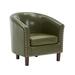 Accent Chair - Andover Mills™ Marwood Faux Leather Barrel Accent Chair w/ Rubberwood Legs Faux Leather in Green | Wayfair