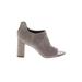 Bernardo Ankle Boots: Slip On Chunky Heel Casual White Print Shoes - Women's Size 9 - Peep Toe