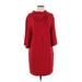 IRO Casual Dress - Shift High Neck 3/4 sleeves: Red Print Dresses - Women's Size 36