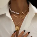 Collier Liban tirangs style bohème avec pendentif portrait pour femme bijou vintage en perles