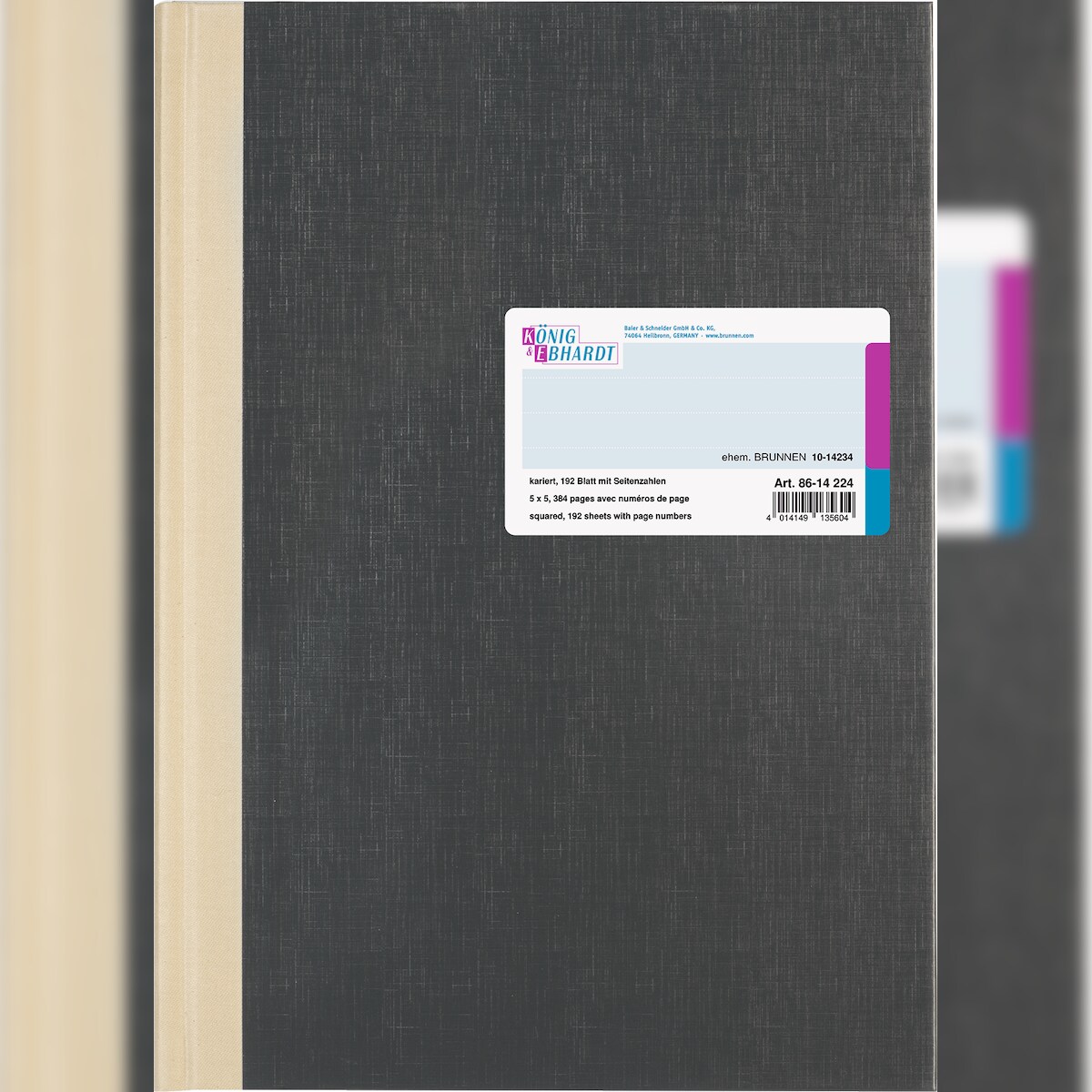 König & Ebhardt Geschäftsbuch 8614224 DIN A4 kariert 192Bl. h.gr Image
